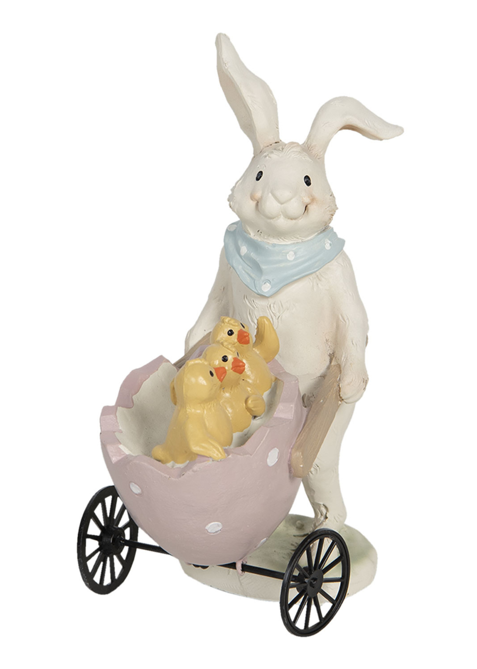 Clayre & Eef Décoration lapin avec chariot 11*6*15 cm 6PR3193