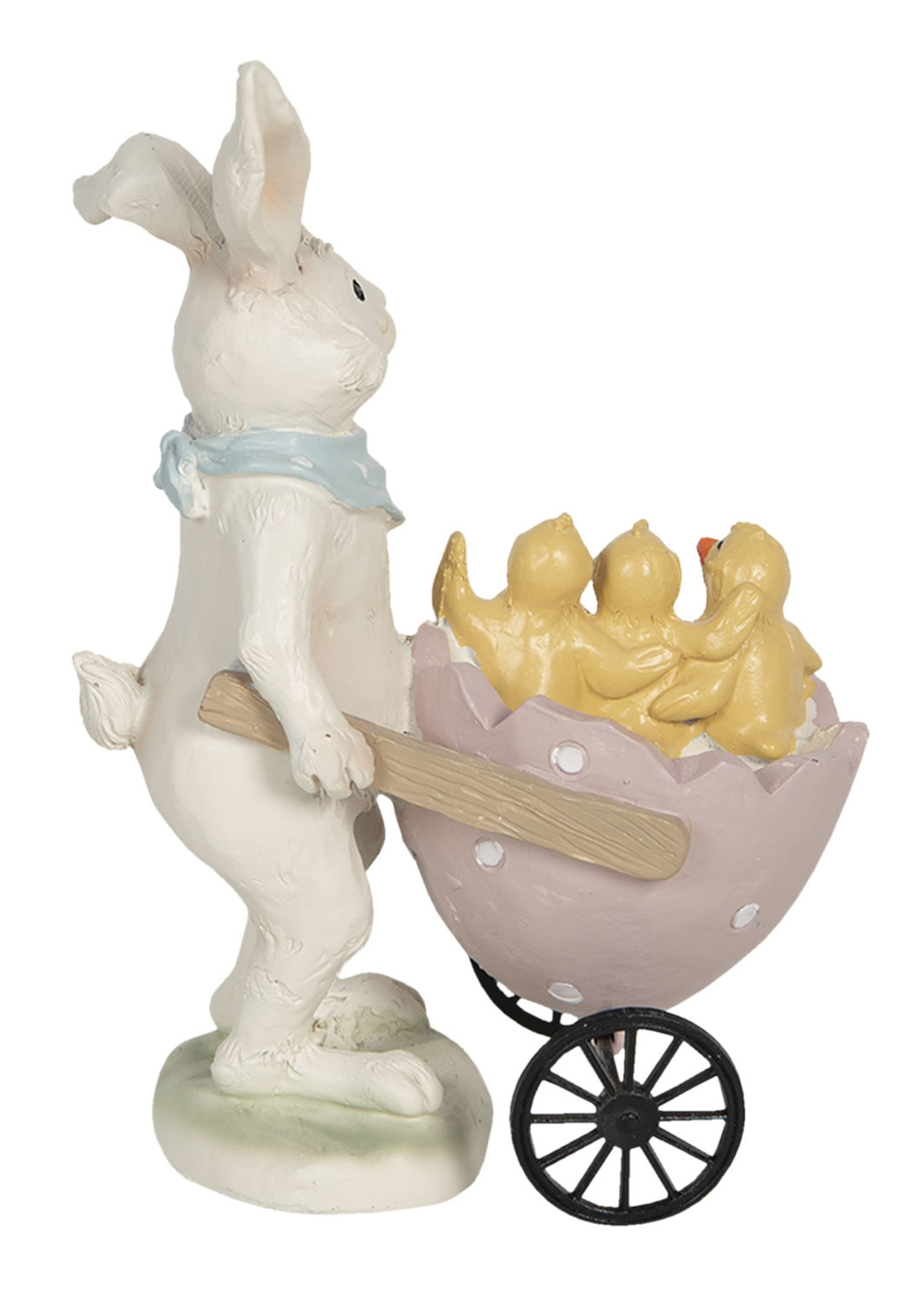 Clayre & Eef Décoration lapin avec chariot 11*6*15 cm 6PR3193