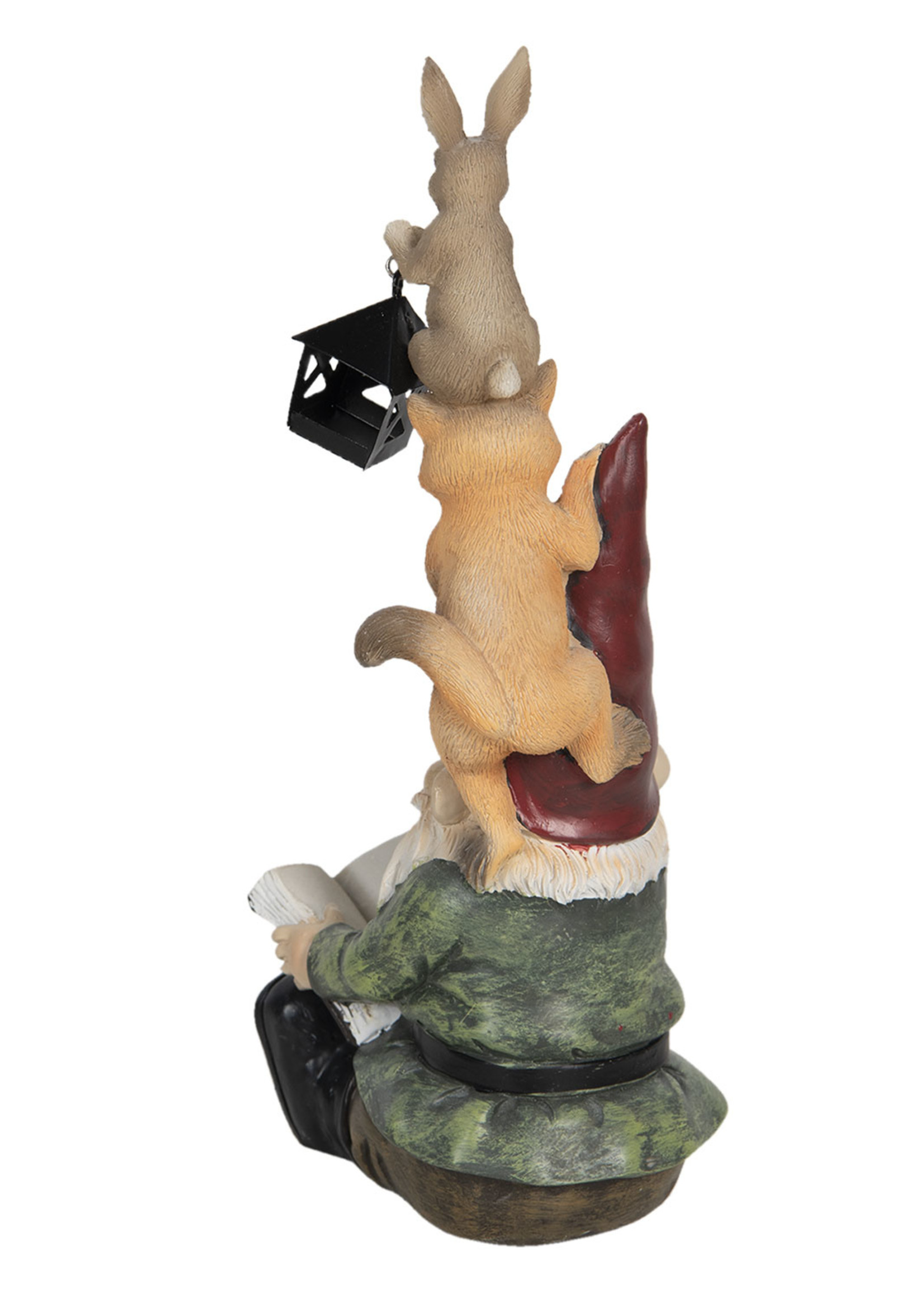 Clayre & Eef Decoratie kabouter met konijn 11*8*26 cm 6PR3197