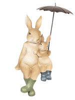 Clayre & Eef Décoration lapins assis sous un parapluie 10*9*19 cm 6PR2598
