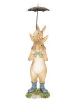 Clayre & Eef Décoration lapins sous un parapluie 8*7*25 cm 6PR2599