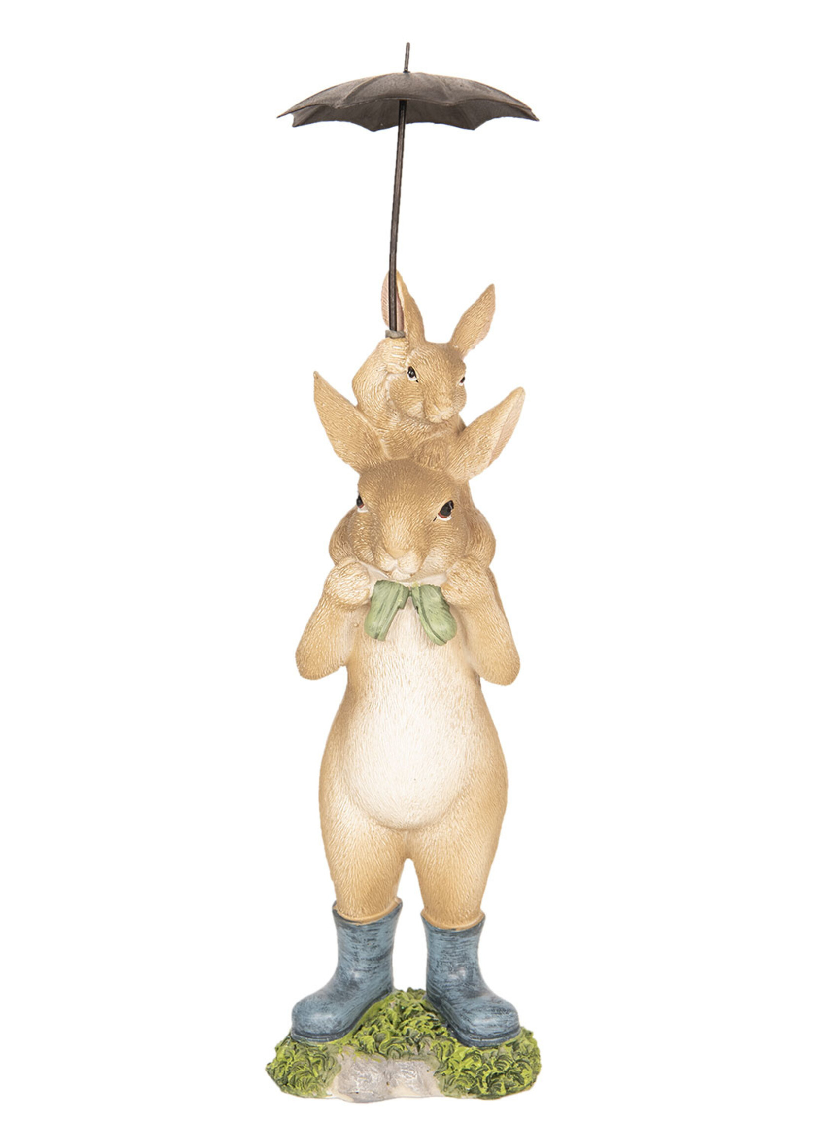 Clayre & Eef Decoratie konijnen onder paraplu 8*7*25 cm 6PR2599