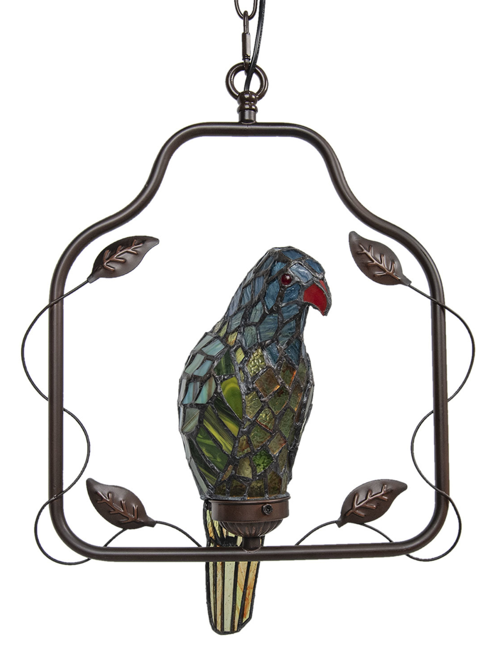 Clayre & Eef Plafondlamp Tiffany papegaai 40*26*86 cm E14/max 1*25W 5LL-6059