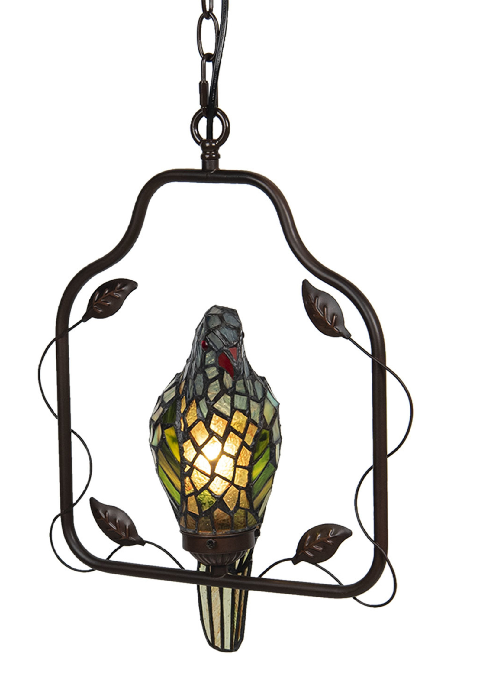 Clayre & Eef Plafondlamp Tiffany papegaai 40*26*86 cm E14/max 1*25W 5LL-6059