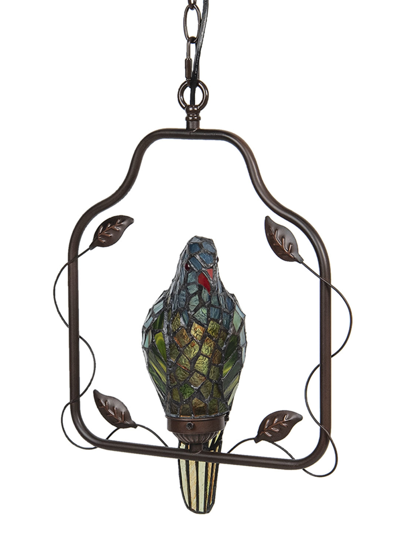 Clayre & Eef Plafondlamp Tiffany papegaai 40*26*86 cm E14/max 1*25W 5LL-6059