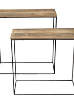 Clayre & Eef Bijzettafel reclaimed wood (2) 60*25*65 cm / 55*22*56 cm 50307