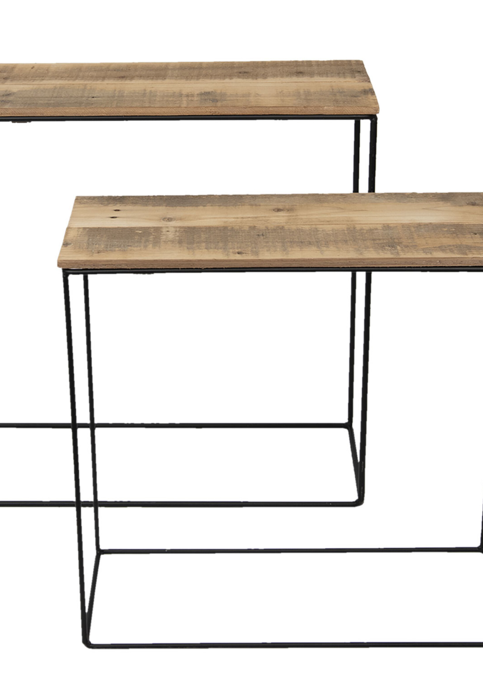 Clayre & Eef Table d’appoint reclaimed wood (2) 60*25*65 cm / 55*22*56 cm 50307