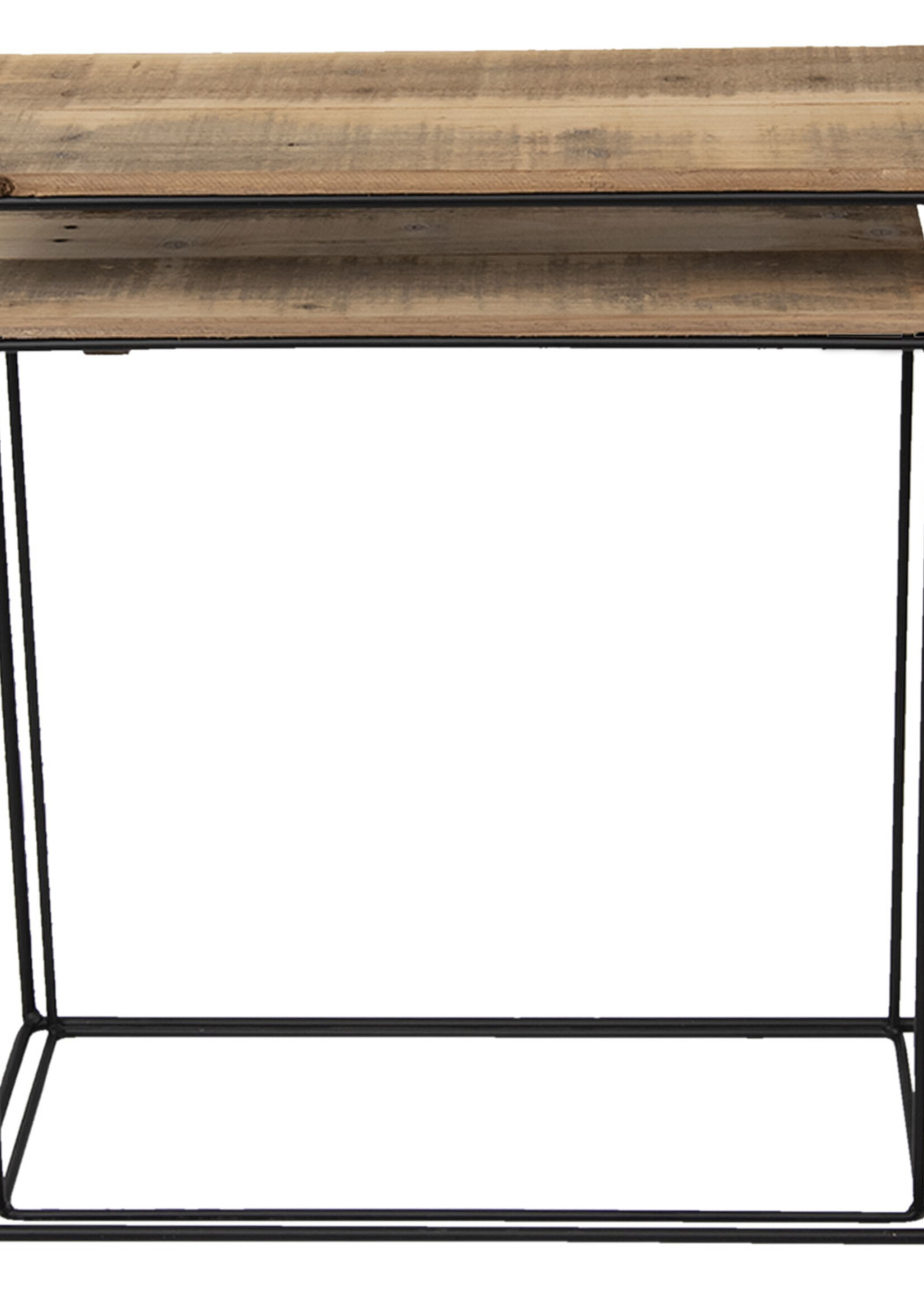 Clayre & Eef Table d’appoint reclaimed wood (2) 60*25*65 cm / 55*22*56 cm 50307