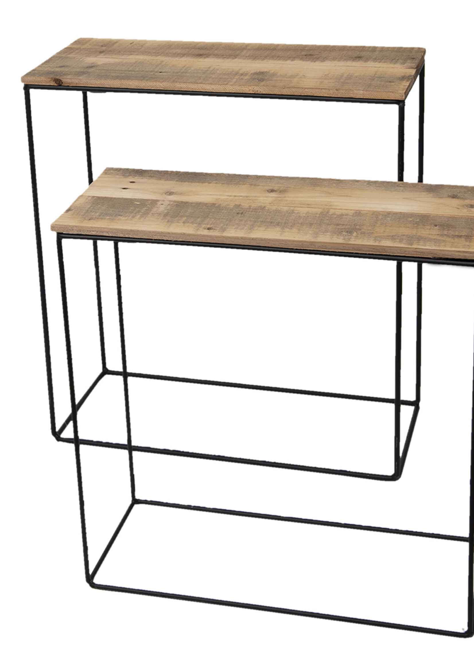 Clayre & Eef Table d’appoint reclaimed wood (2) 60*25*65 cm / 55*22*56 cm 50307