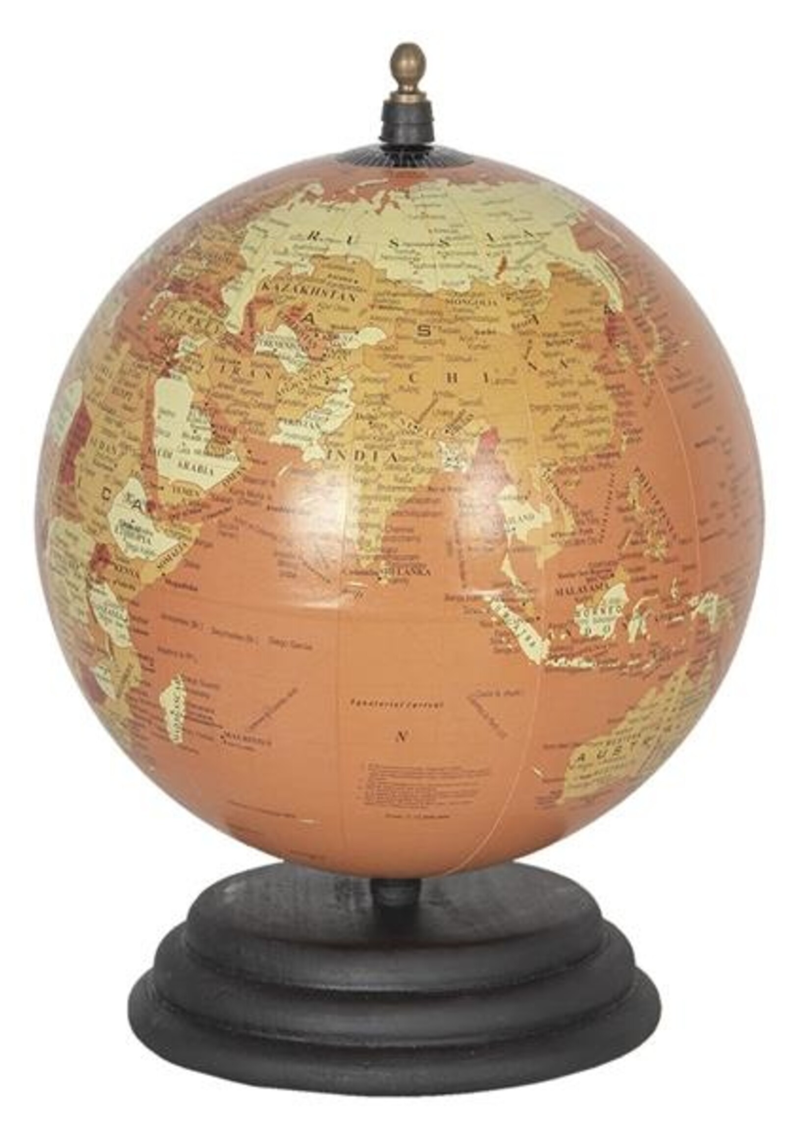 Clayre & Eef - wereldbol/globe 20*15*15 cm - rood - metaal / kunststof - rond - wereld - 64121 64121