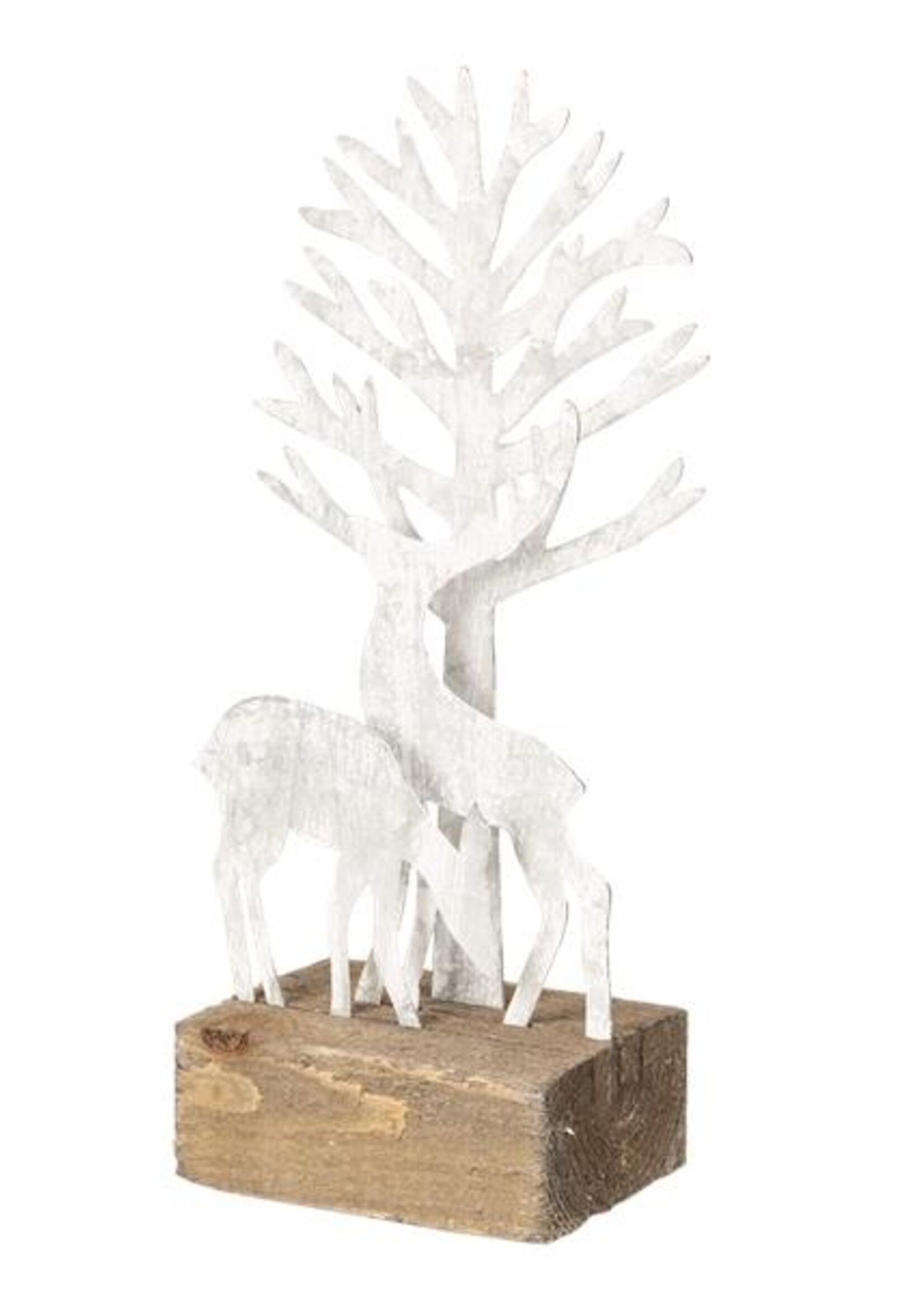 Clayre & Eef Decoratie boom en herten 12*8*27 cm 64315