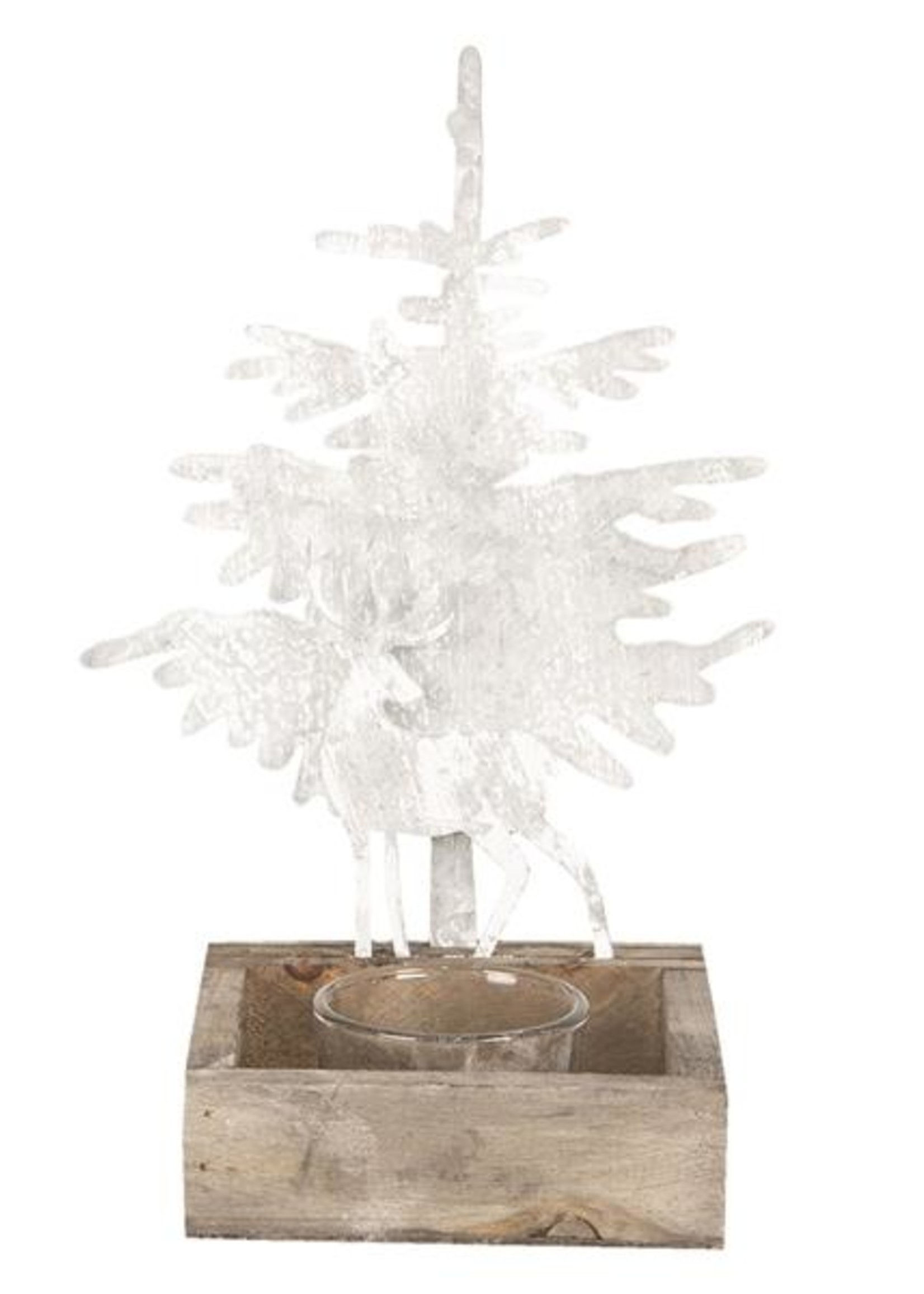 Clayre & Eef Waxinelichthouder met boom en hert 14*10*21 cm 64317