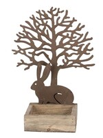 Clayre & Eef Decoratie konijn en boom 18*10*23 cm 64323