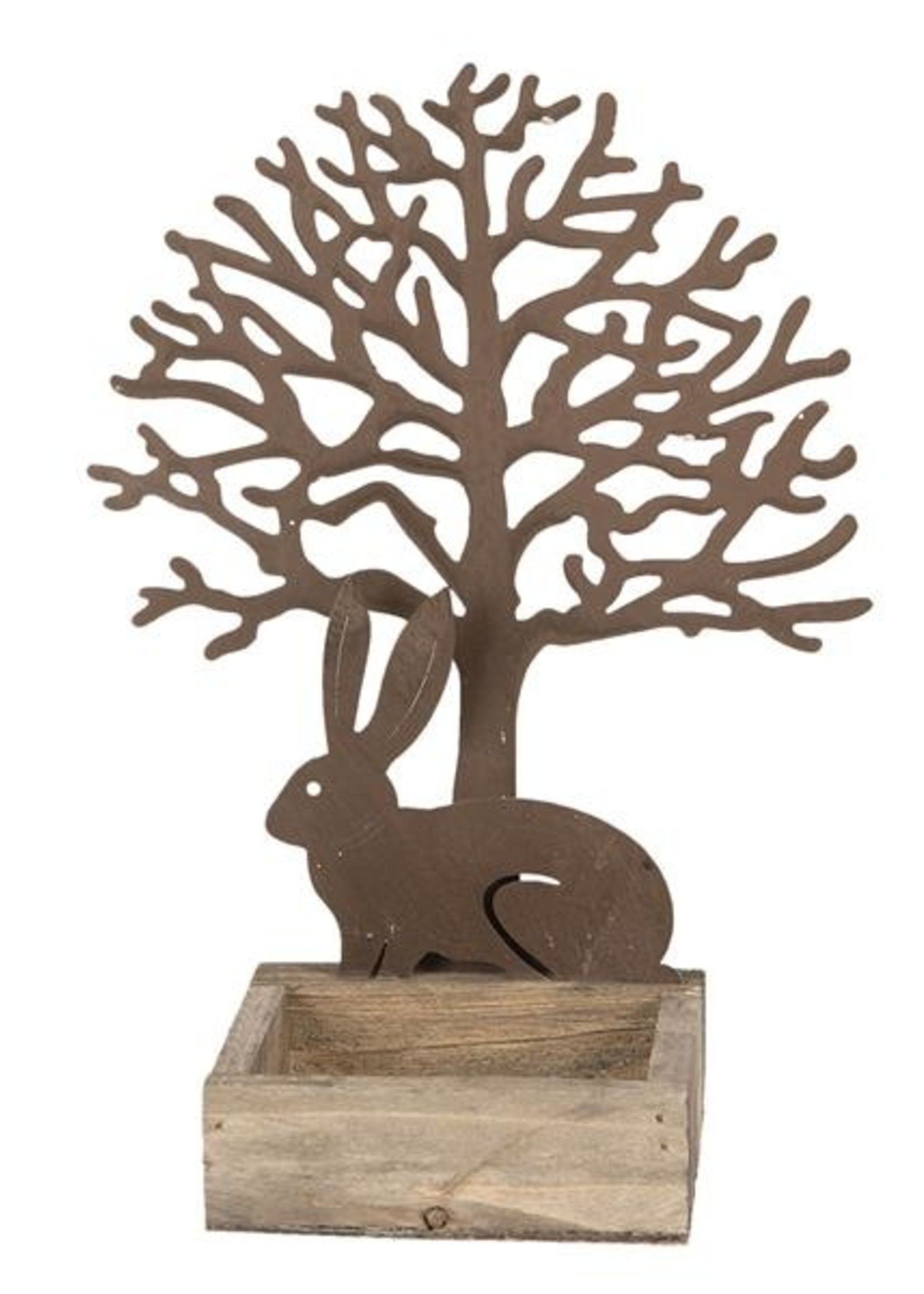 Clayre & Eef Decoratie konijn en boom 18*10*23 cm 64323