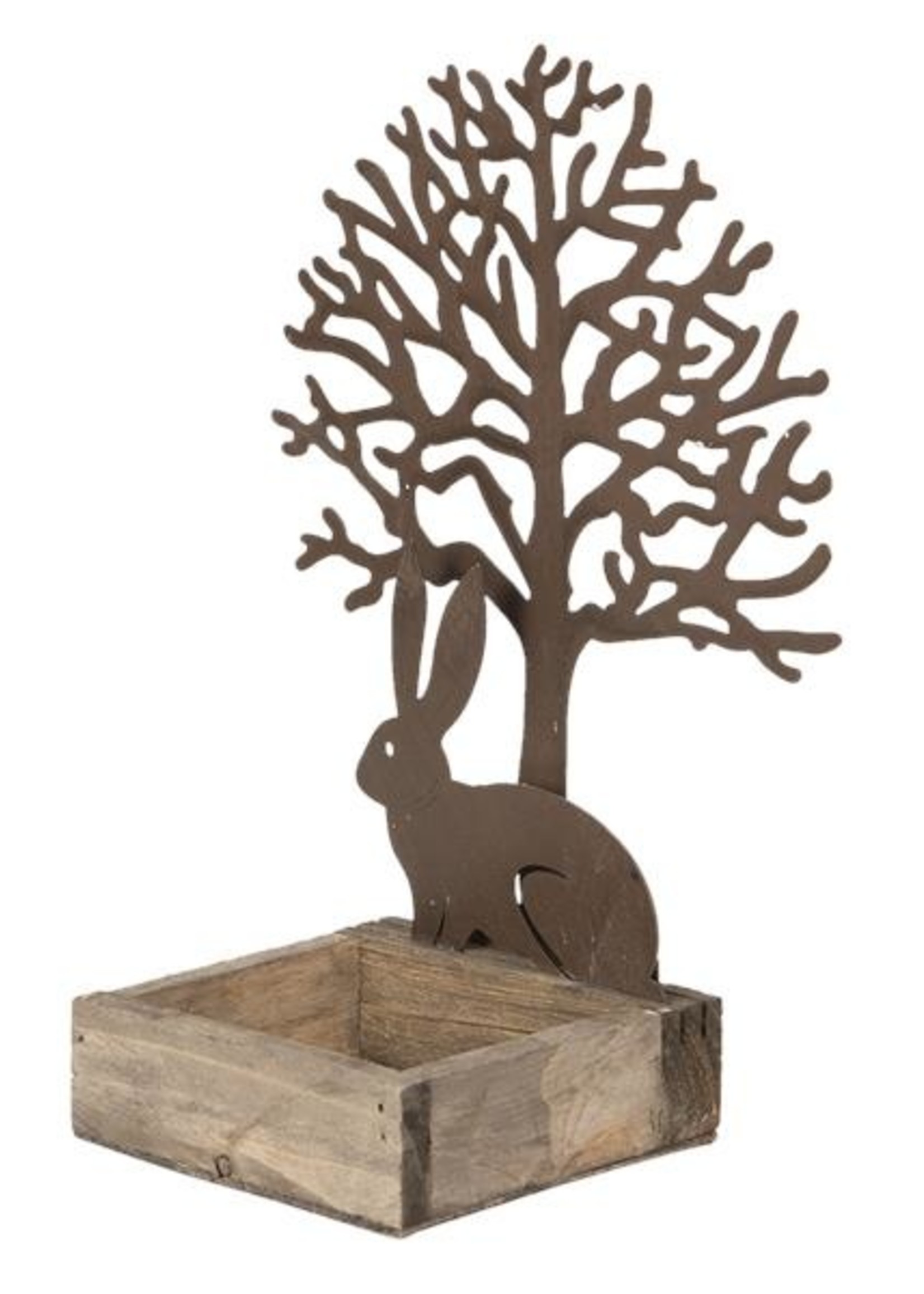 Clayre & Eef Decoratie konijn en boom 18*10*23 cm 64323