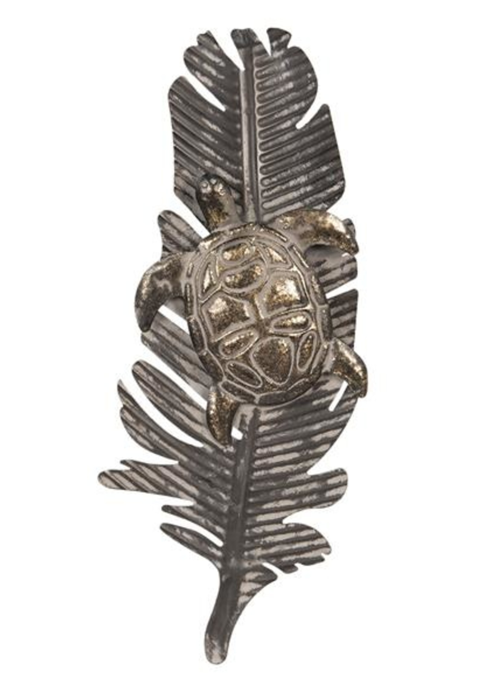 Clayre & Eef Décoration murale tortue sur feuille 54*4*22 cm 64327