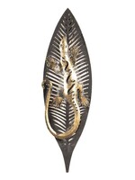 Clayre & Eef Décoration murale lézard sur feuille 33*3*12 cm 64329