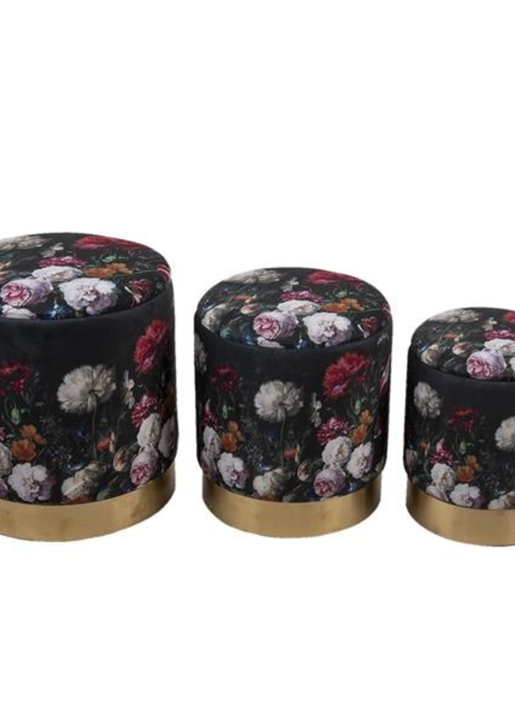 Clayre & Eef Repose-pieds(3) avec le stockage Ø 40*45 / Ø 35*40 / Ø 30*35 64729