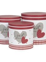 Clayre & Eef Boite de chapeau (3) Ø 19*19 / Ø 17*17 / Ø 15*15 cm 64741