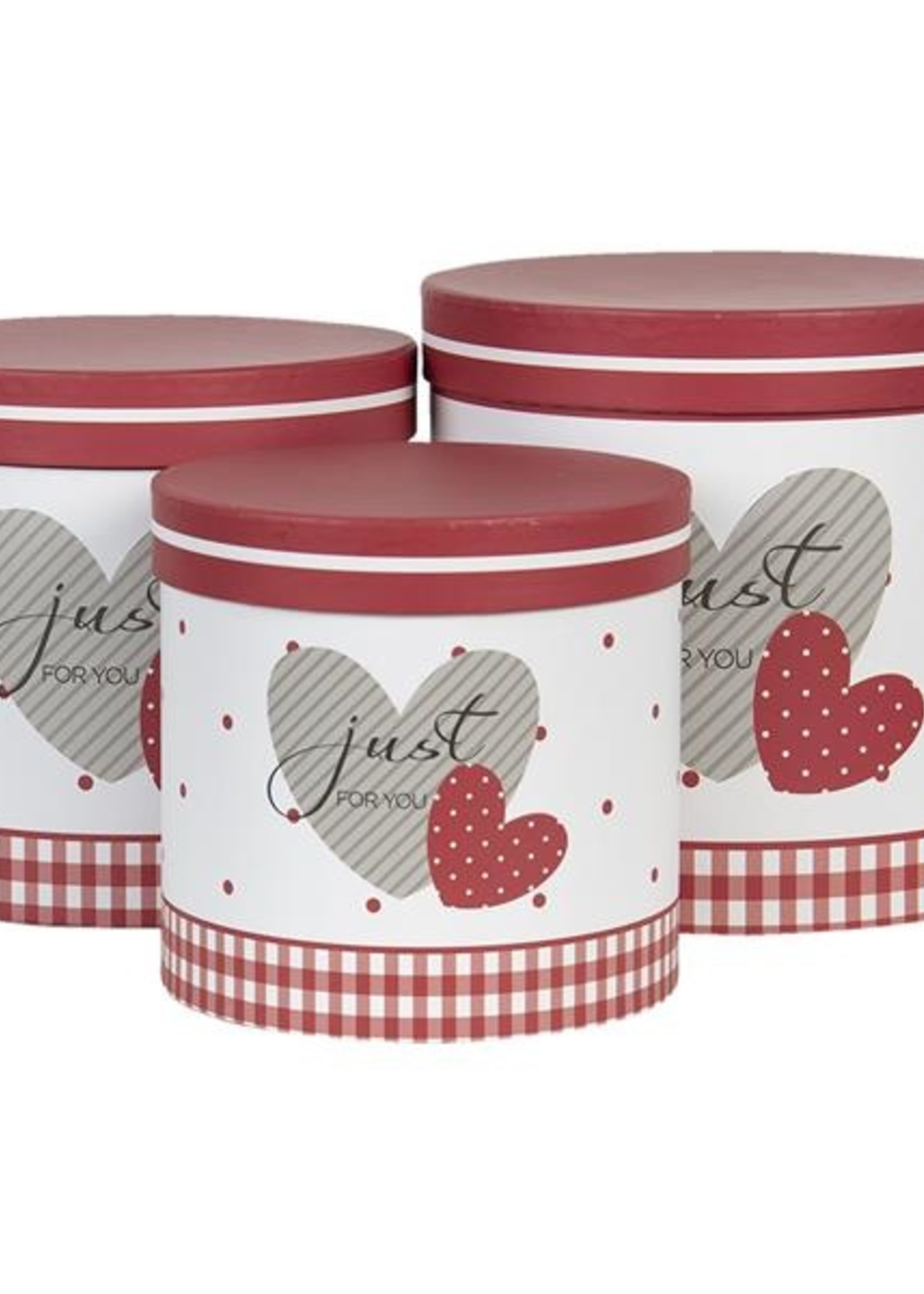 Clayre & Eef Boite de chapeau (3) Ø 19*19 / Ø 17*17 / Ø 15*15 cm 64741