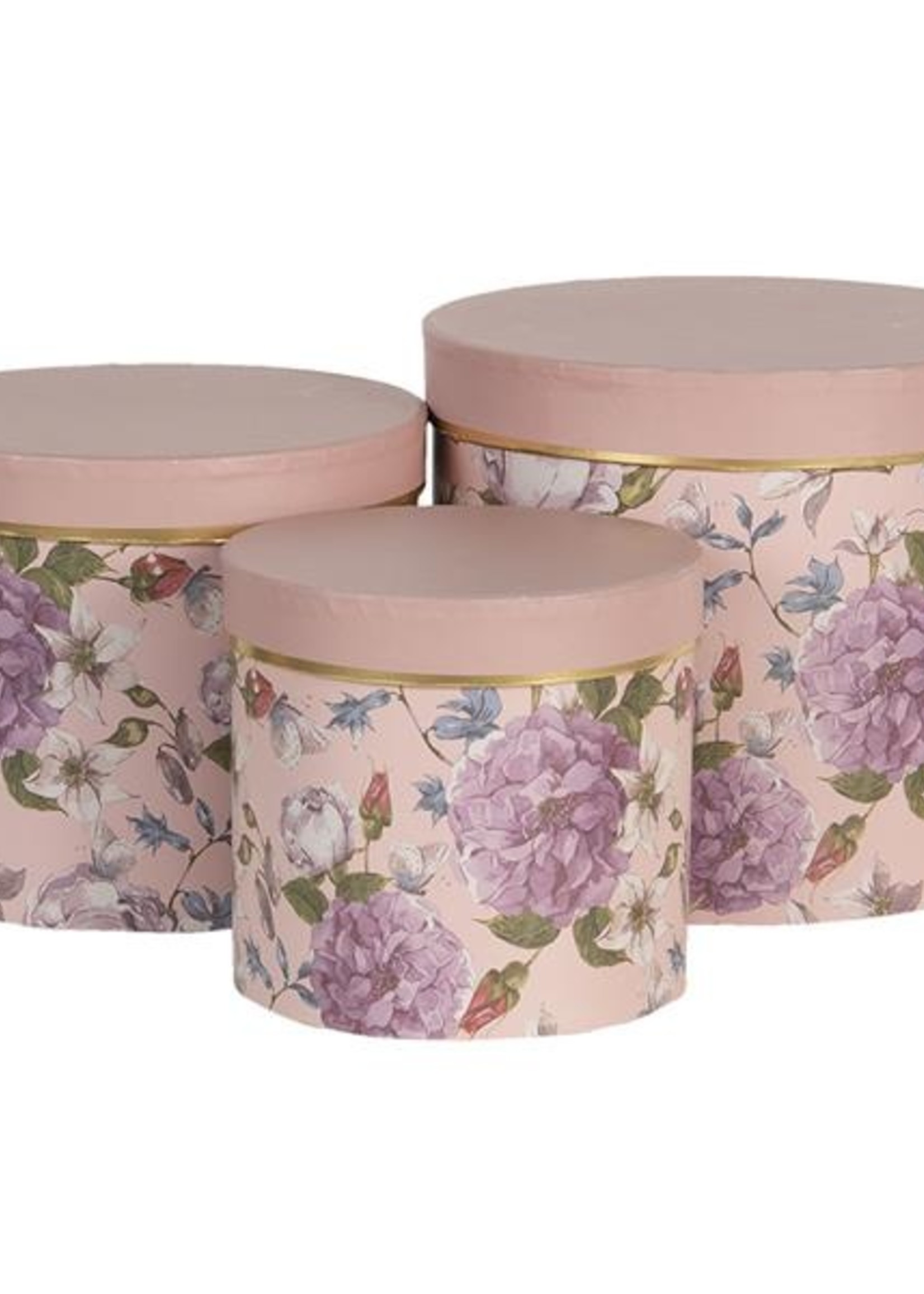 Clayre & Eef Boite de chapeau (3) Ø 20*17 / Ø 17*15 / Ø 14*13 cm 64742