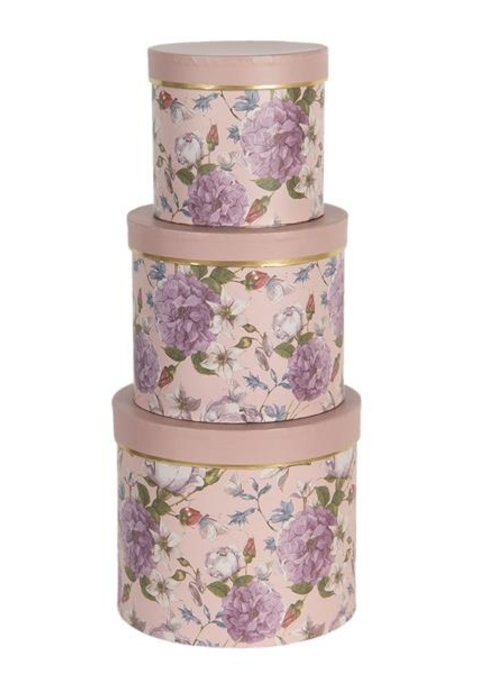 Clayre & Eef Boite de chapeau (3) Ø 20*17 / Ø 17*15 / Ø 14*13 cm 64742