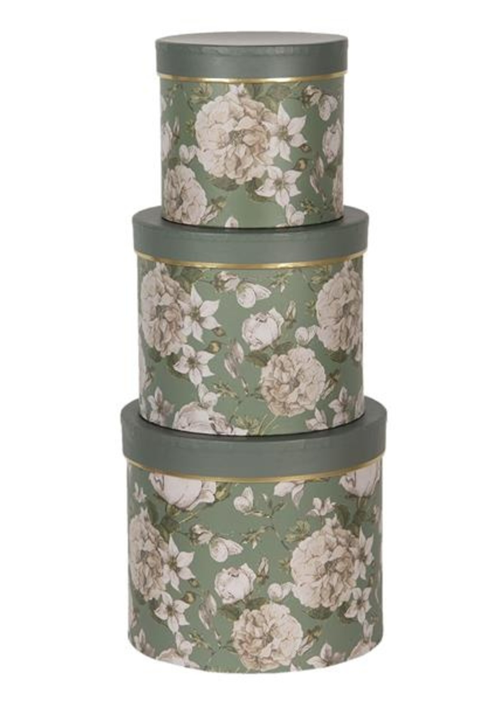 Clayre & Eef Boite de chapeau (3) Ø 20*17 / Ø 17*15 / Ø 14*13 cm 64743