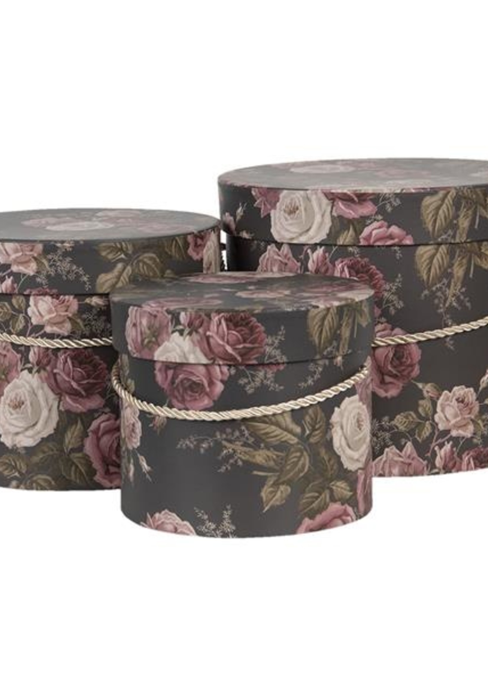 Clayre & Eef Boite de chapeau (3) Ø 23*19 / Ø 20*17 / Ø 17*14 cm 64747