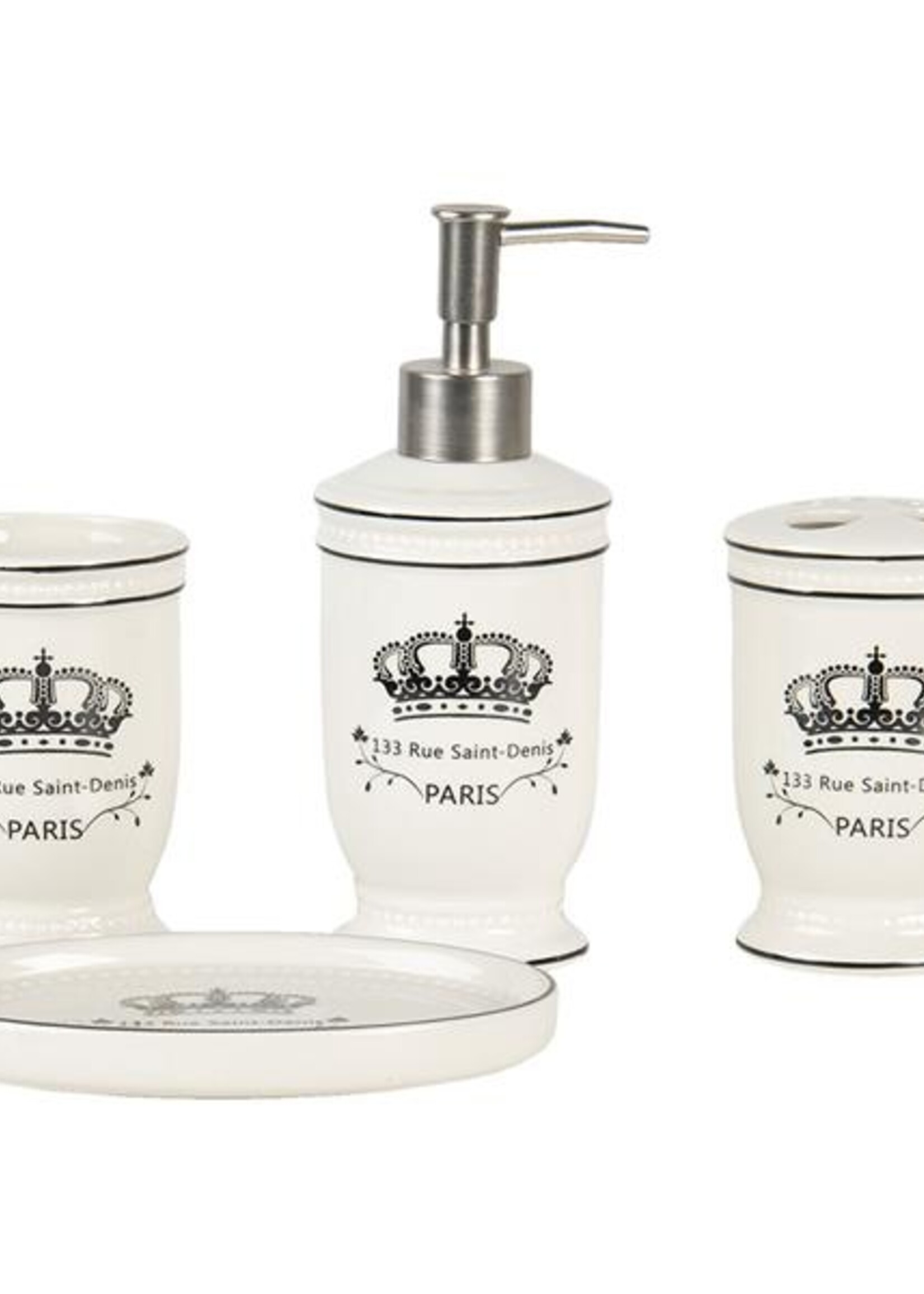 Clayre & Eef Set de bain (4) 15*10*2 cm/7*6*19 cm/7*6*11 cm/7*6*11 cm 64774