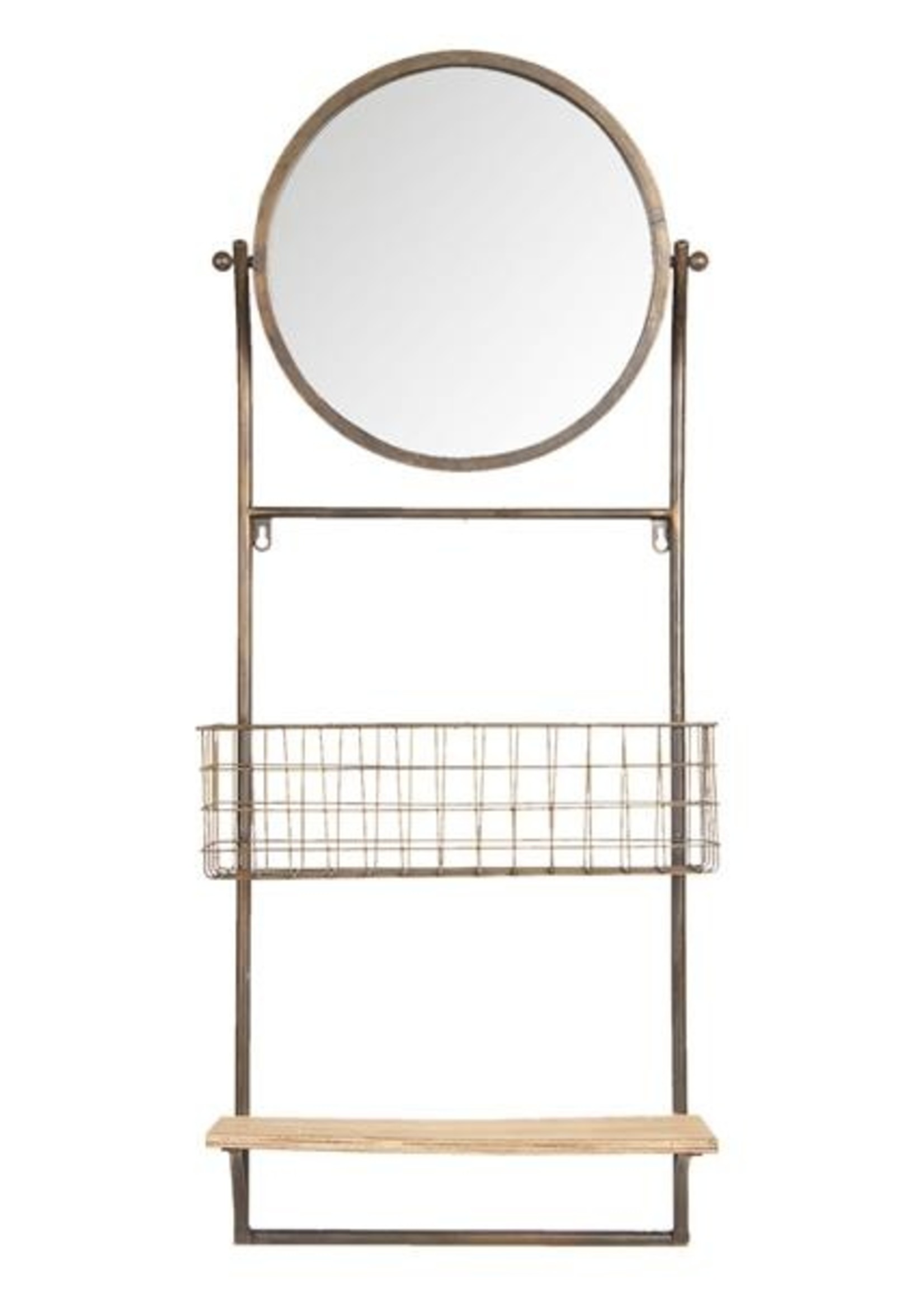Clayre & Eef Spiegel met schap en mand 42*13*100 cm 52S172