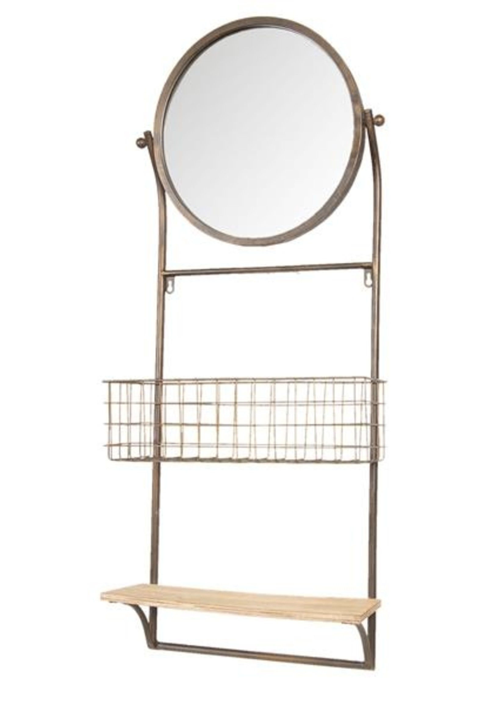 Clayre & Eef Miroir avec étagère et panier 42*13*100 cm 52S172