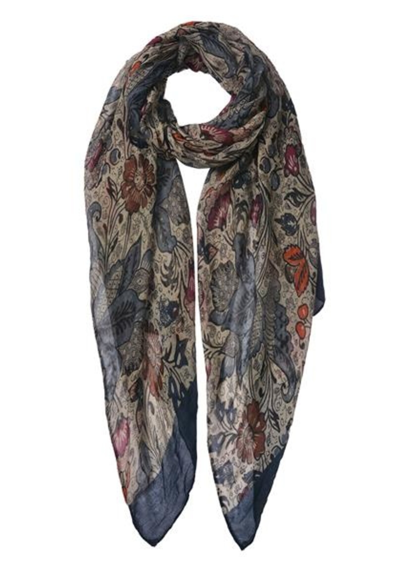 Clayre & Eef Sjaal 80*180 cm blauw MLSC0455BL