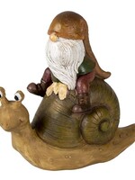 Clayre & Eef Decoratie kabouter zittend op slak 10*5*10 cm 6PR3504