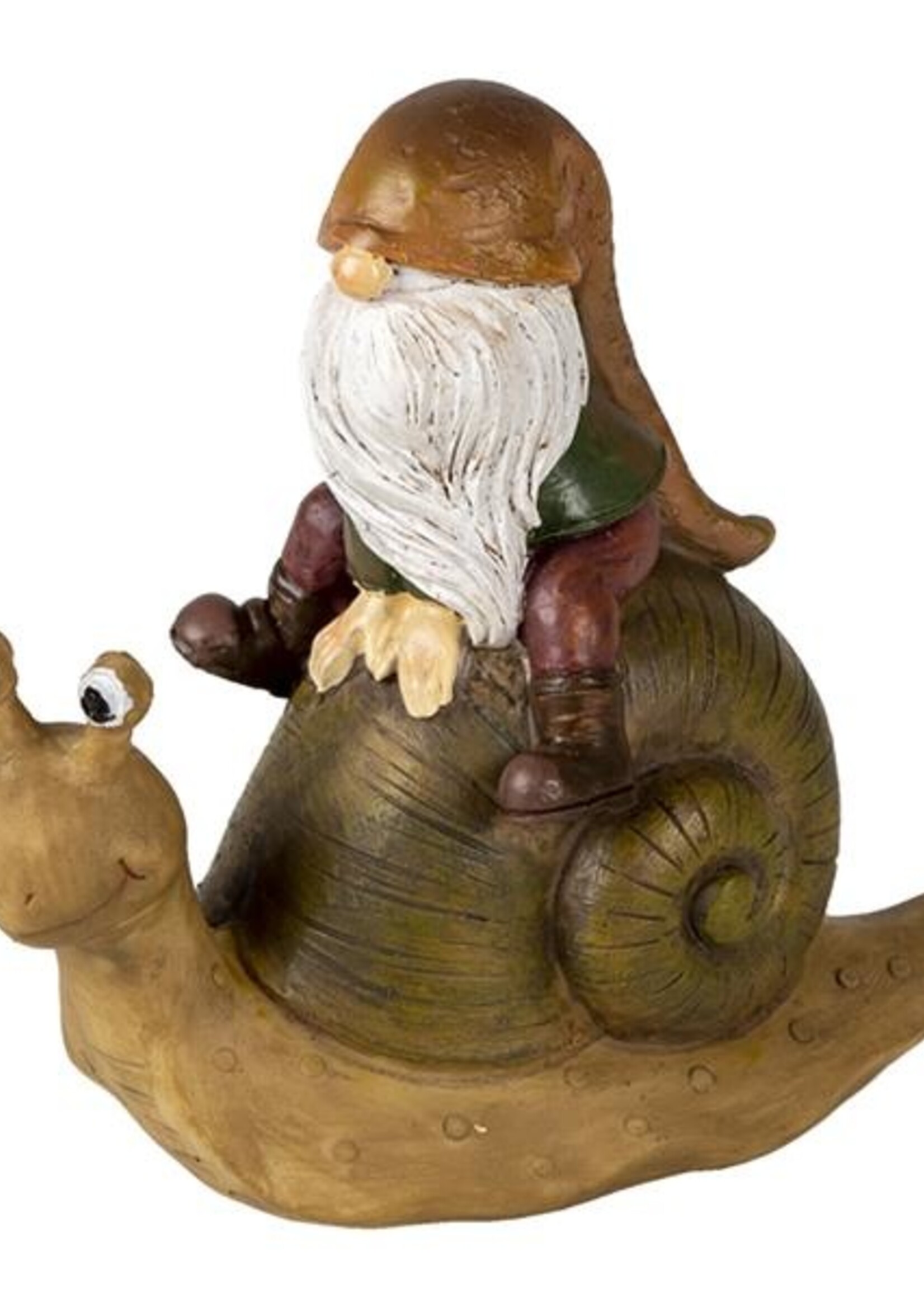 Clayre & Eef Décoration nain assis sur lescargot 10*5*10 cm 6PR3504