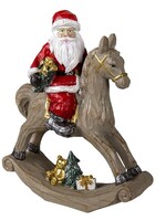 Clayre & Eef Décoration Père Noël sur cheval à bascule 25*11*30 cm 6PR3409