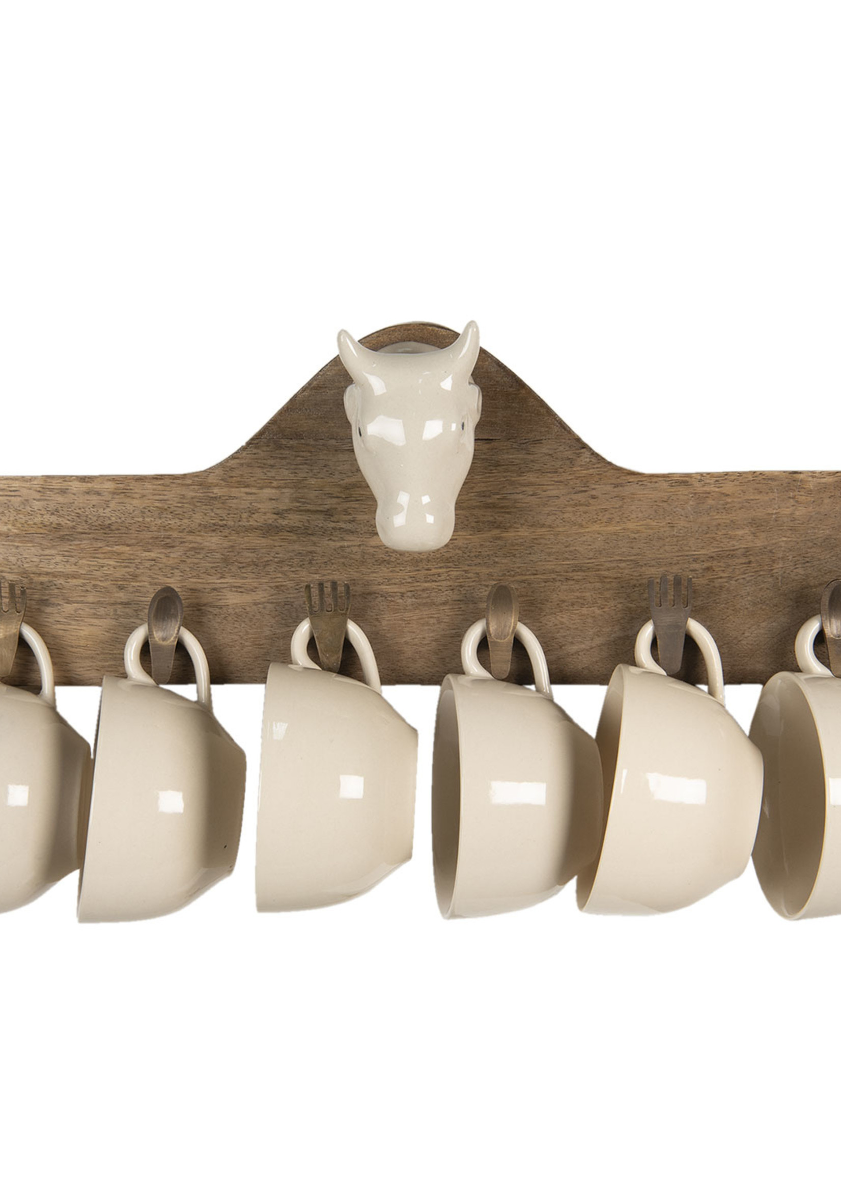 Clayre & Eef Rek met 6 mokken 48*9*17 cm 64537