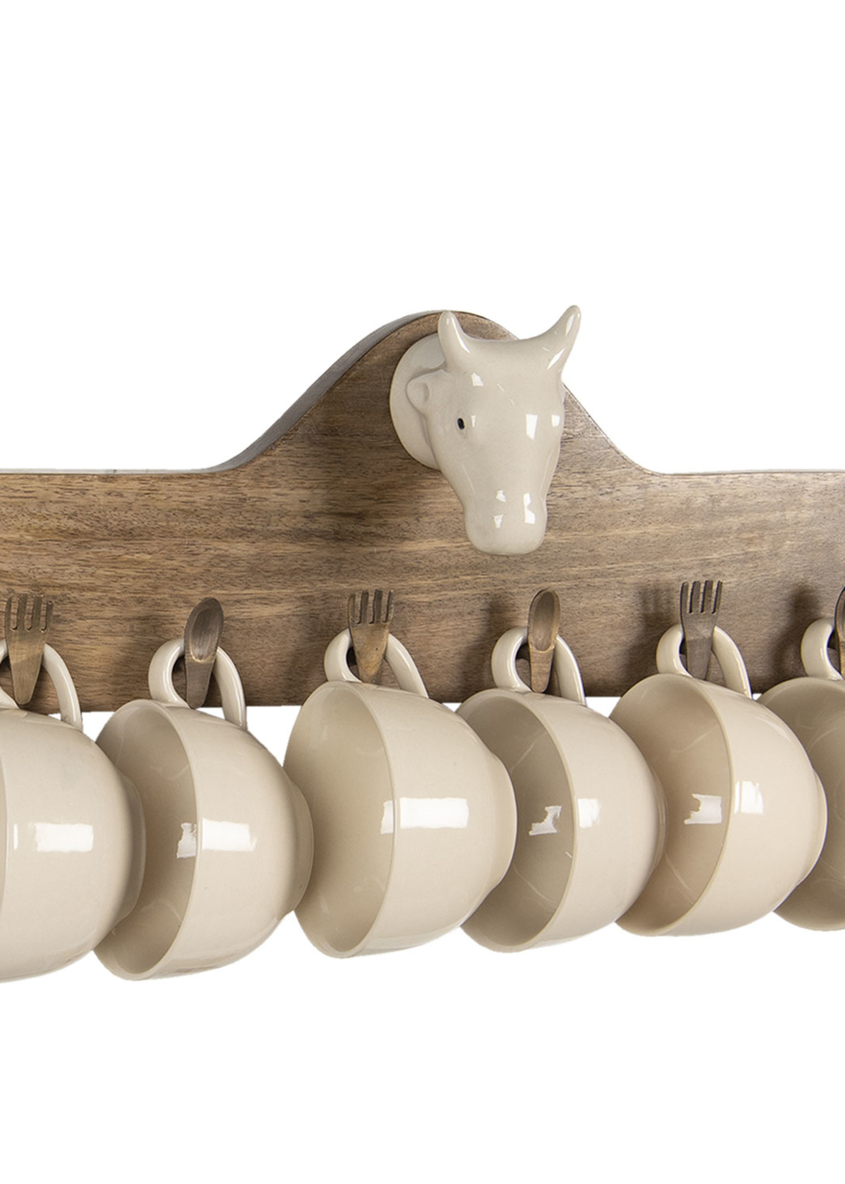 Clayre & Eef Étagère murale avec 6 tasses 48*9*17 cm 64537