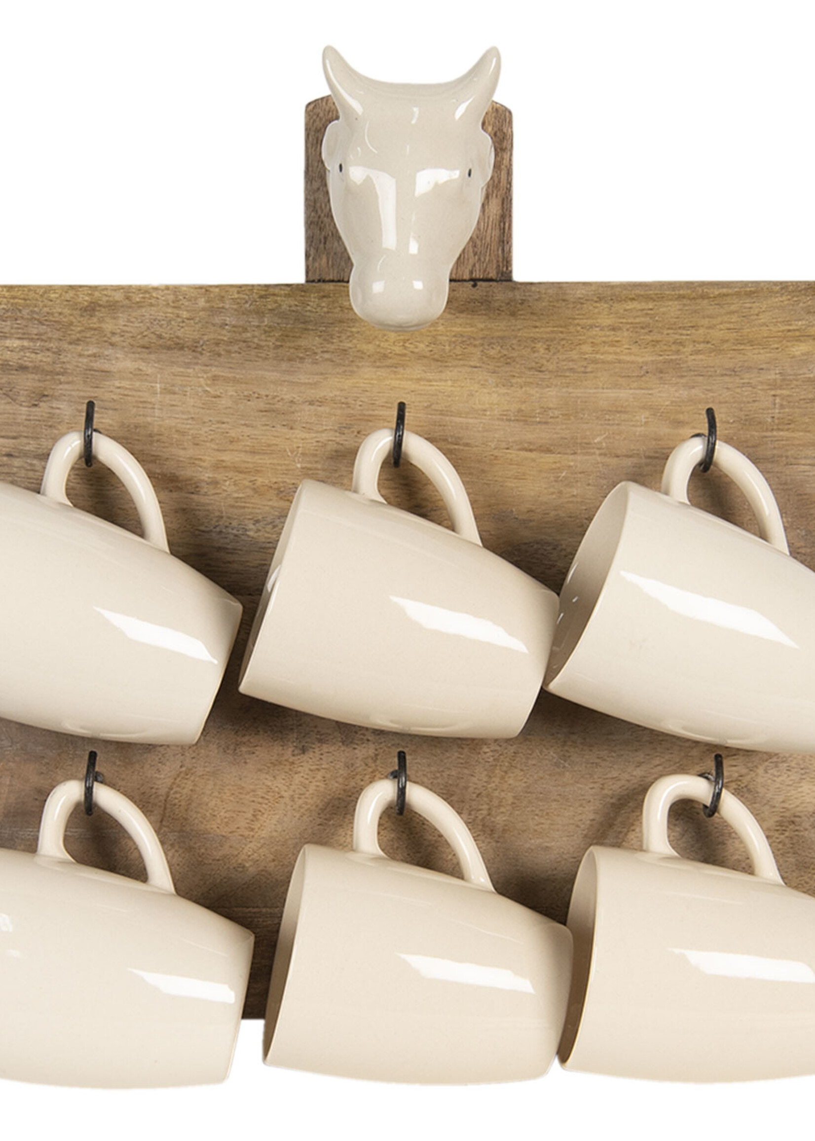 Clayre & Eef Étagère murale avec 6 tasses 33*9*35 cm 64539