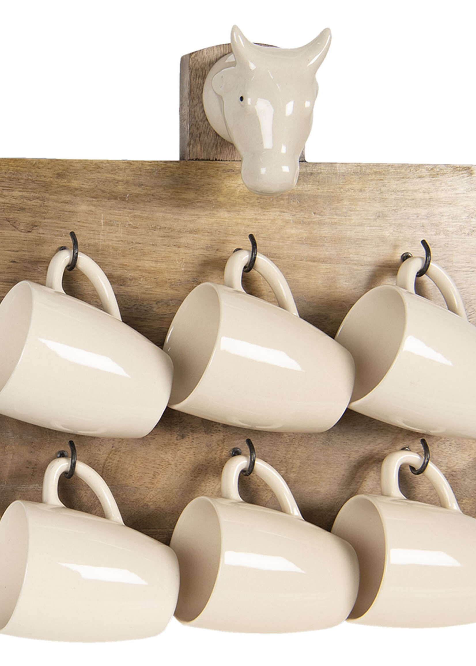 Clayre & Eef Étagère murale avec 6 tasses 33*9*35 cm 64539