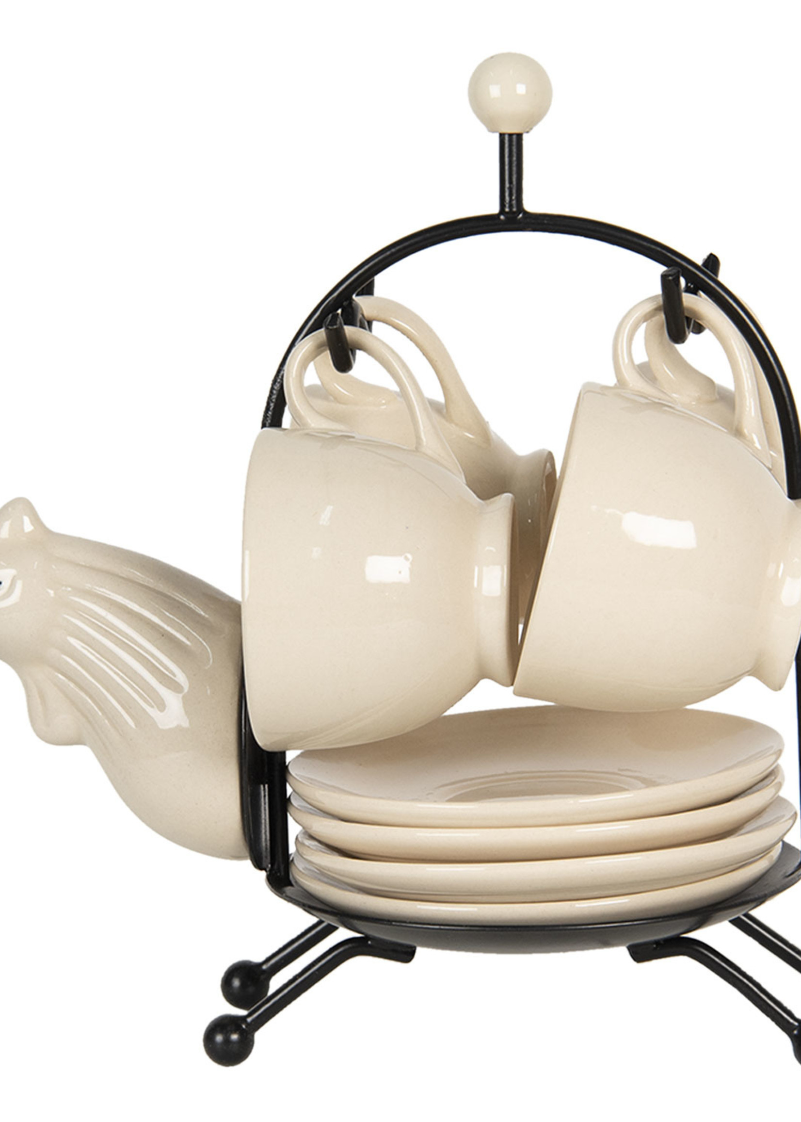 Clayre & Eef Tasse et soucoupe (set 4) avec support 22*13*23 cm 64541