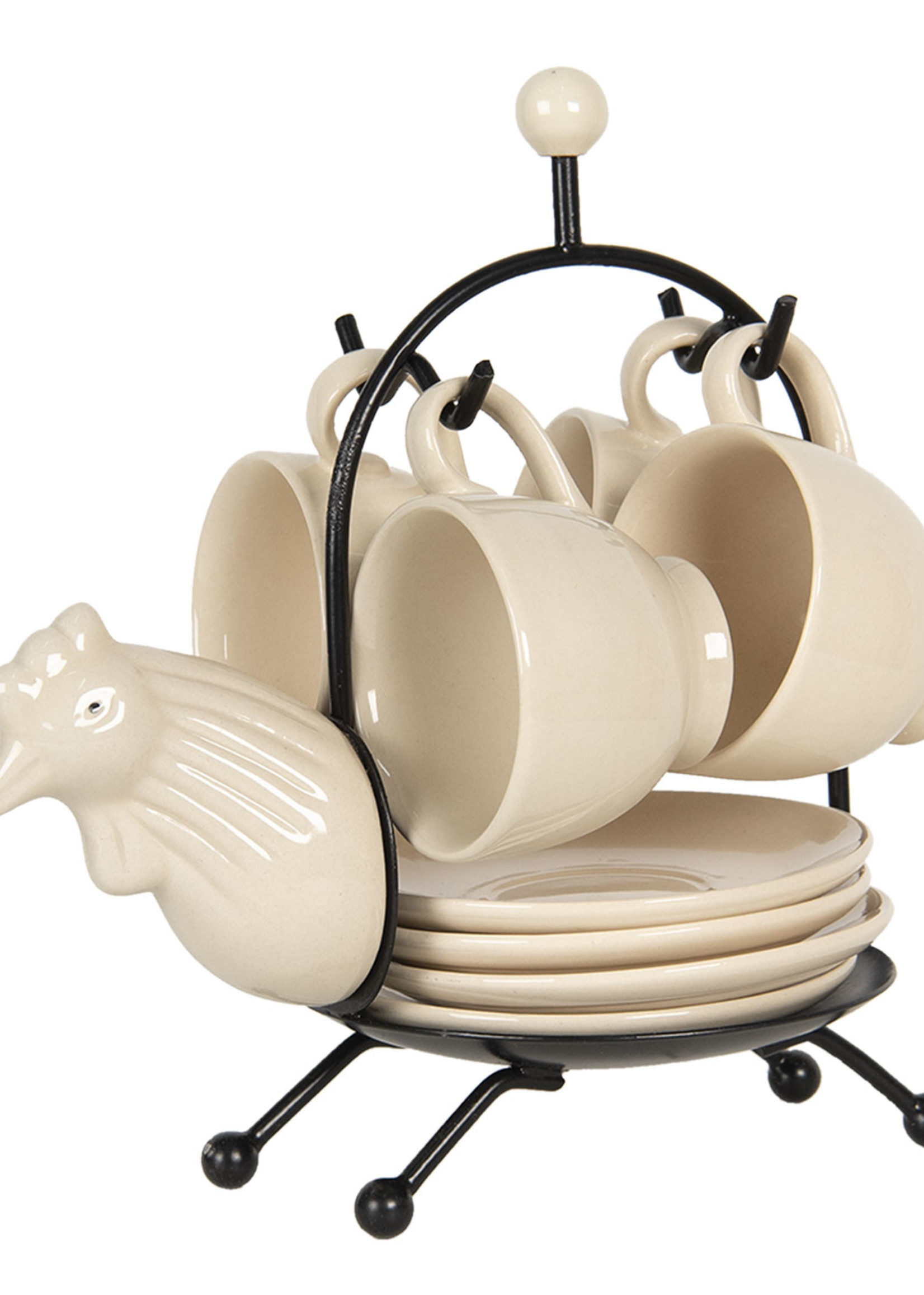 Clayre & Eef Tasse et soucoupe (set 4) avec support 22*13*23 cm 64541