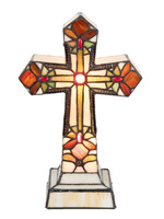 Clayre & Eef Tafellamp Tiffany kruis 22*13*35 cm E14/max 2*7W 5LL-5189