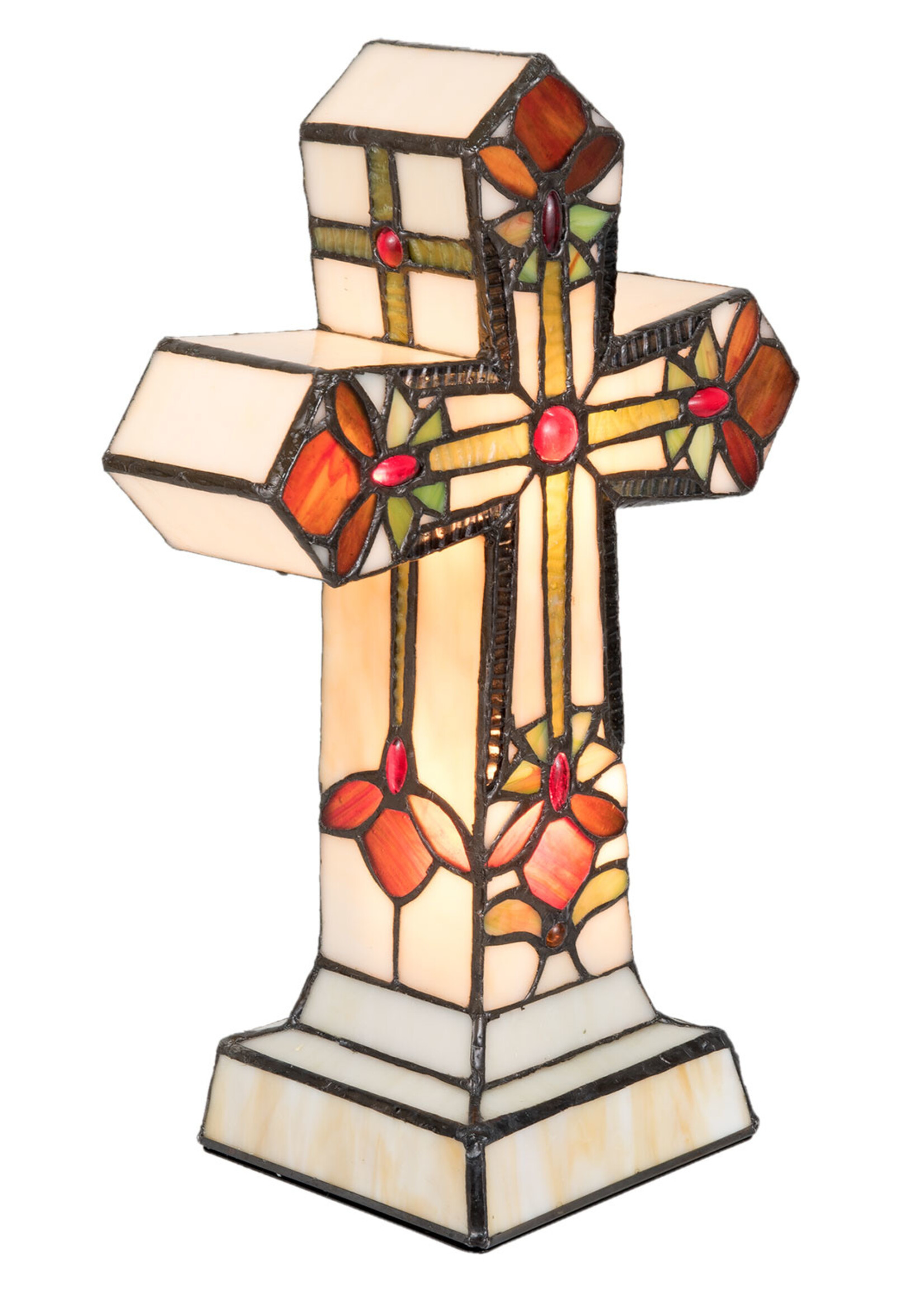 Clayre & Eef Tafellamp Tiffany kruis 22*13*35 cm E14/max 2*7W 5LL-5189