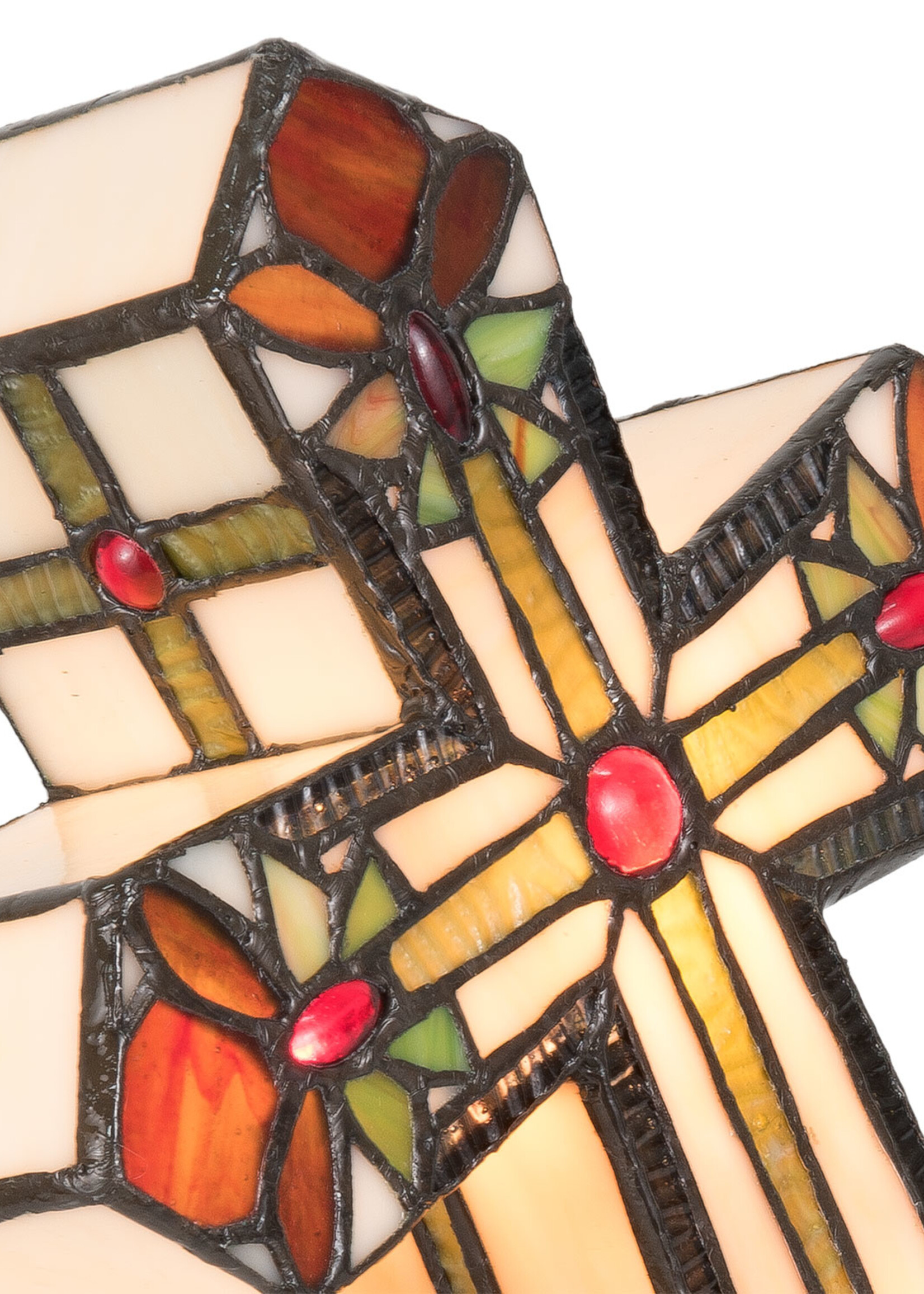 Clayre & Eef Tafellamp Tiffany kruis 22*13*35 cm E14/max 2*7W 5LL-5189