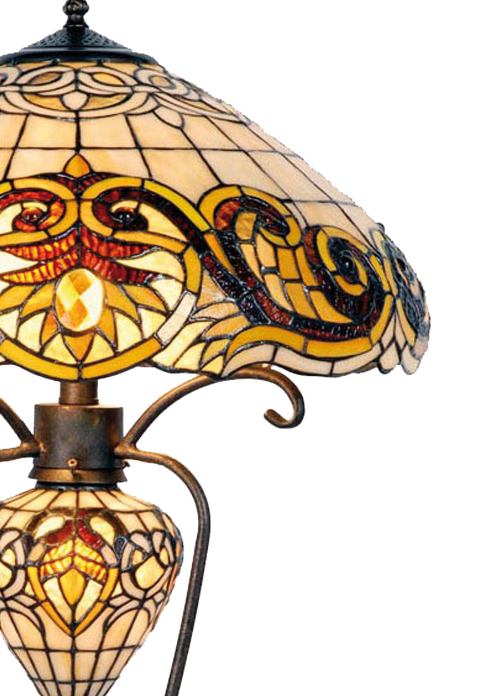 Clayre & Eef Tafellamp Tiffany Ø 46*76 cm E27/max 2*60W E14/max 1*7W 5LL-5475