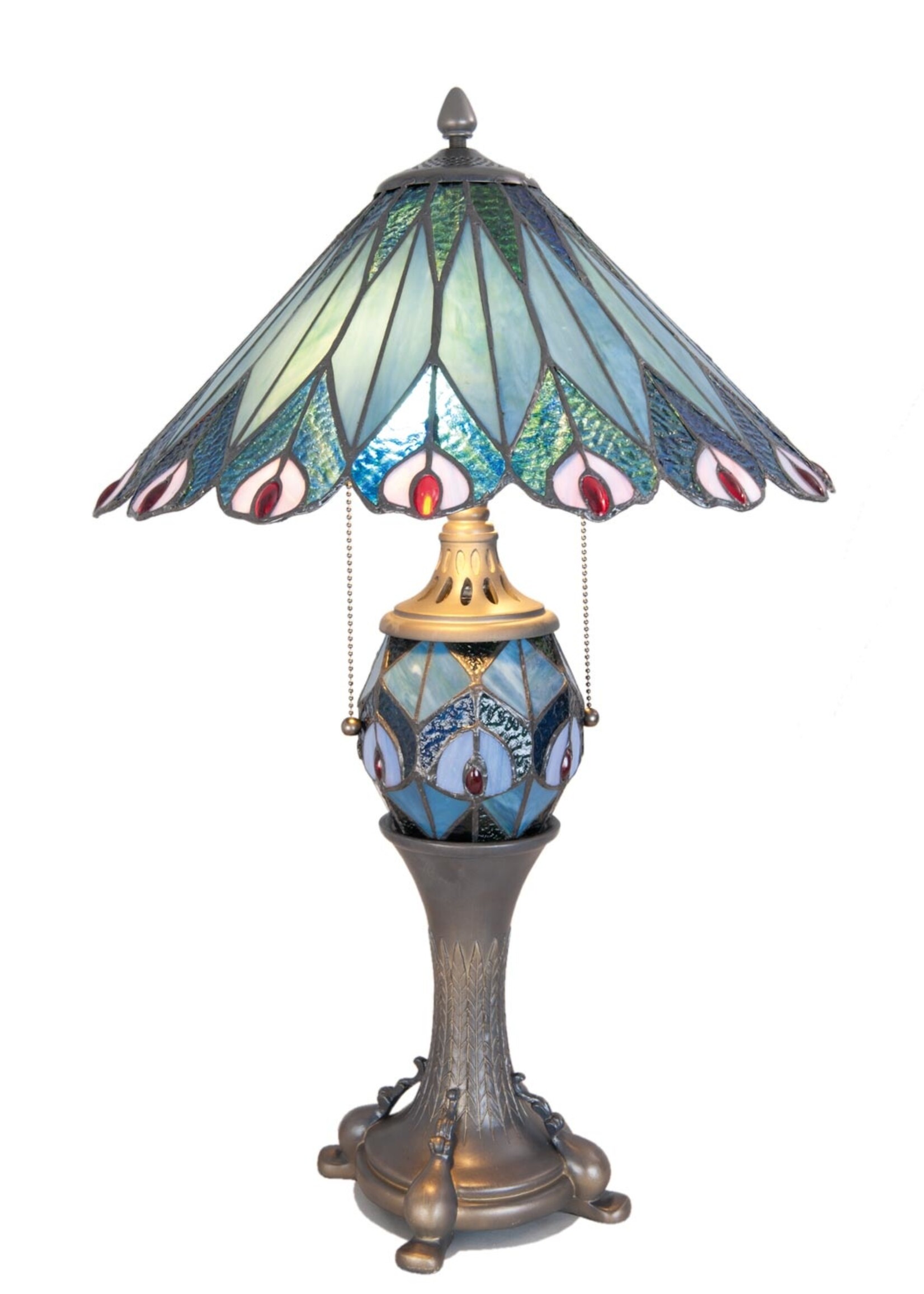 Clayre & Eef Tafellamp Tiffany Ø 40*65 cm E27/max 2*60W E14/max 1*7W 5LL-5829