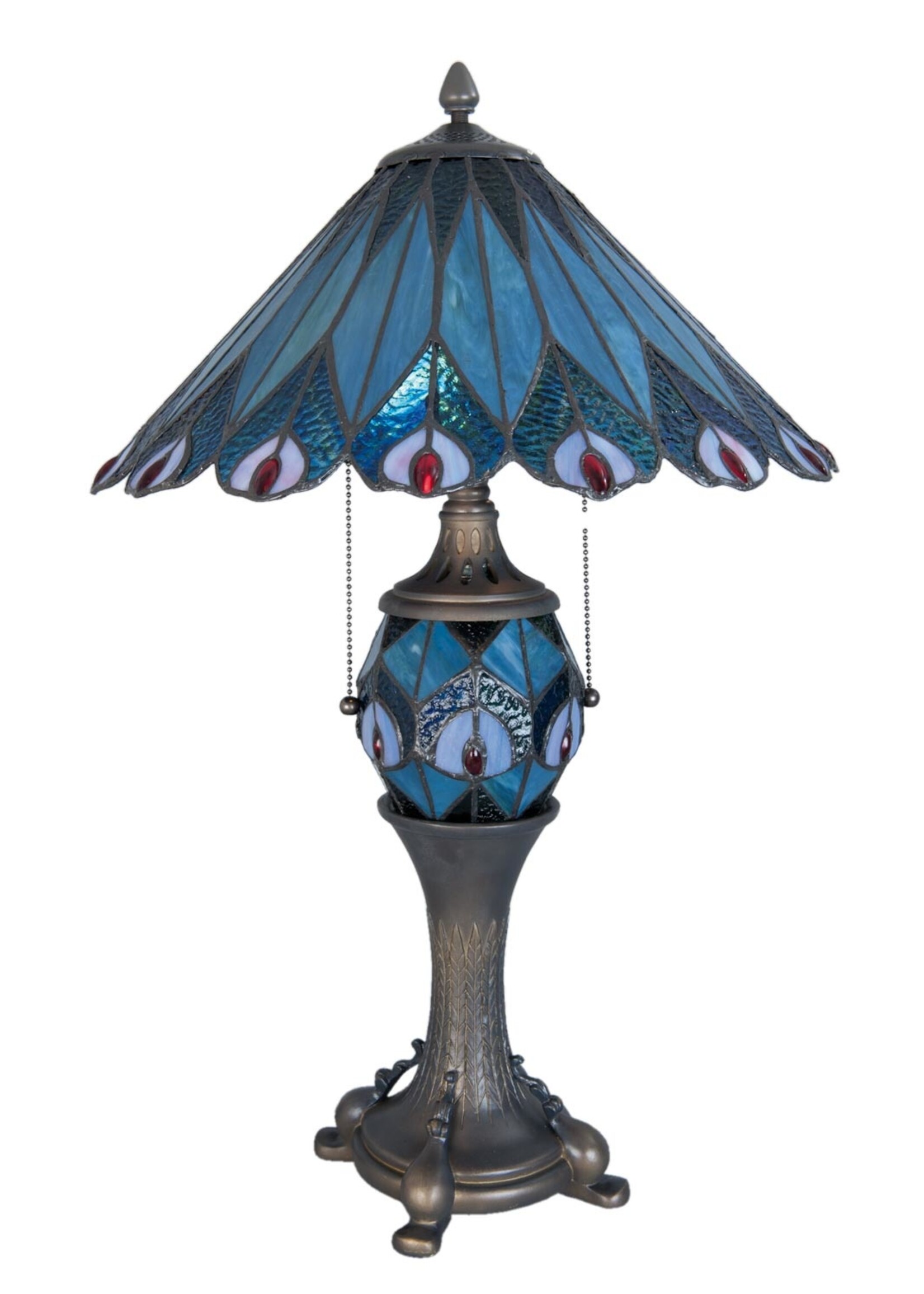 Clayre & Eef Tafellamp Tiffany Ø 40*65 cm E27/max 2*60W E14/max 1*7W 5LL-5829