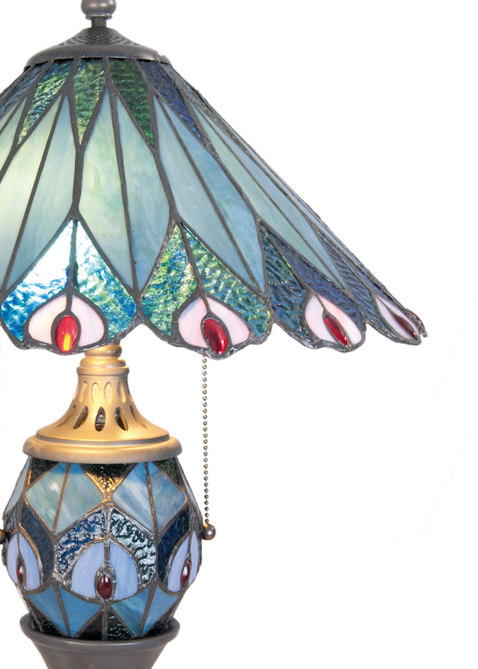 Clayre & Eef Lampe de table Tiffany Ø 40*65 cm E27/max 2*60W E14/max 1*7W 5LL-5829