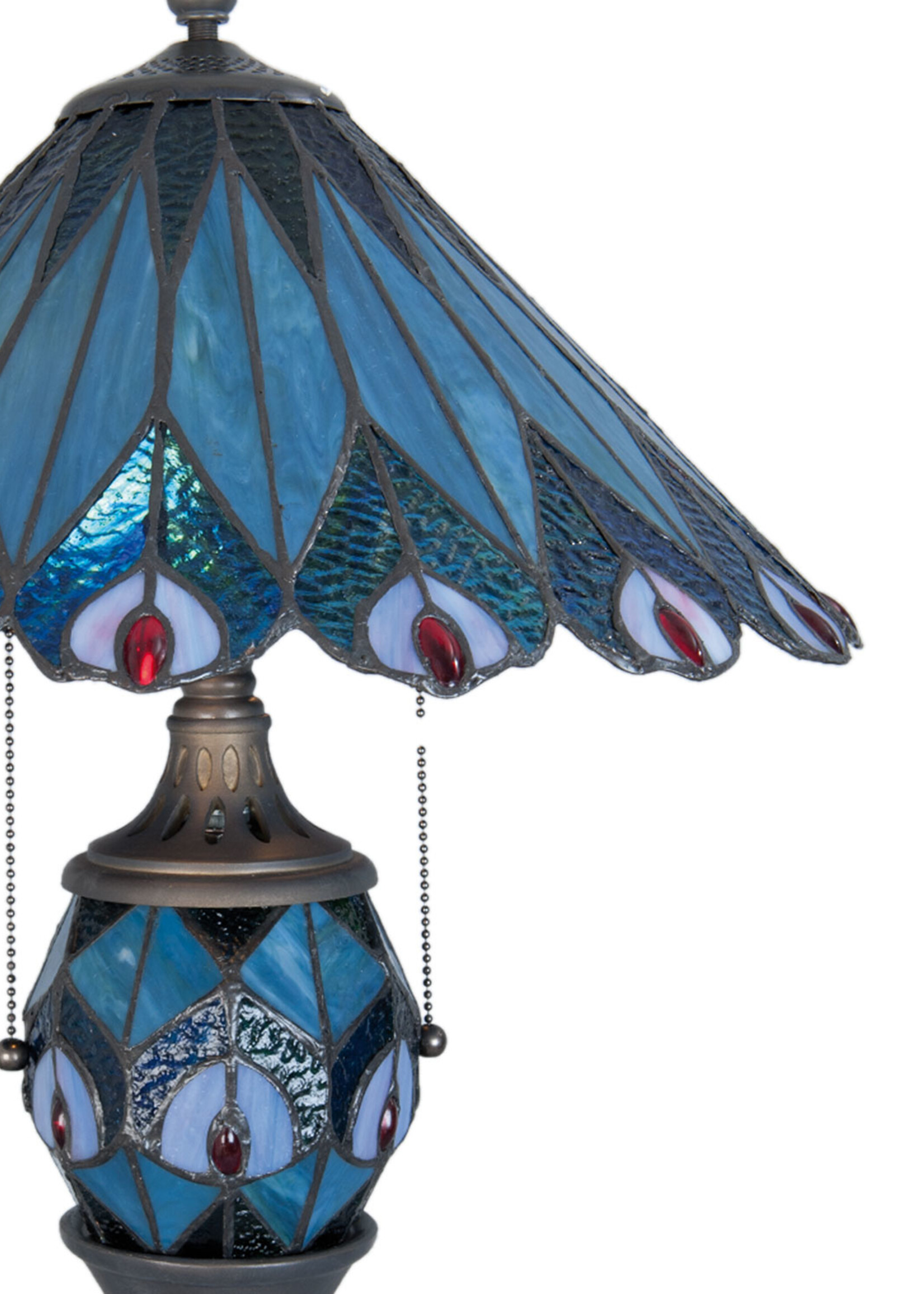 Clayre & Eef Tafellamp Tiffany Ø 40*65 cm E27/max 2*60W E14/max 1*7W 5LL-5829