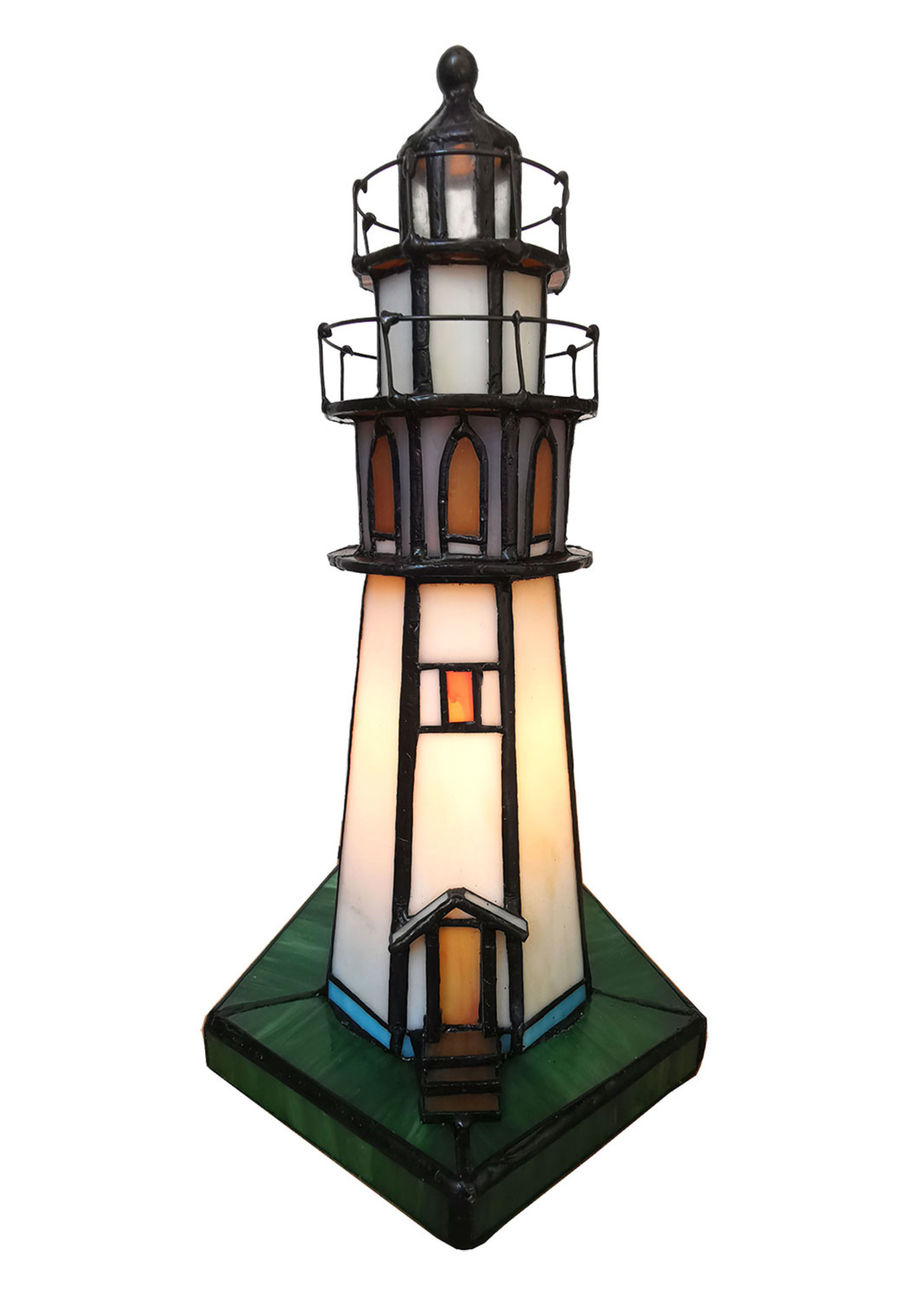 Clayre & Eef Lampe de table Tiffany phare 11*11*25 cm E14/max 1*25W 5LL-6006